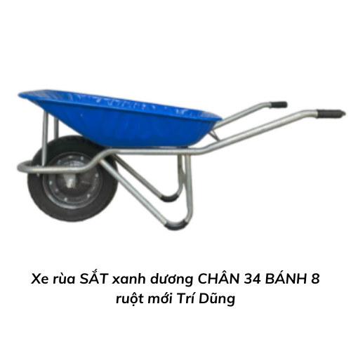 Xe rùa SẮT xanh dương CHÂN 34 BÁNH 8 ruột mới Trí Dũng