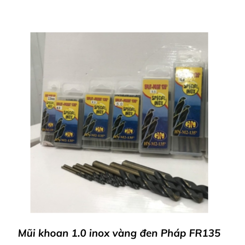 Mũi khoan 1.0 inox vàng đen Pháp FR135