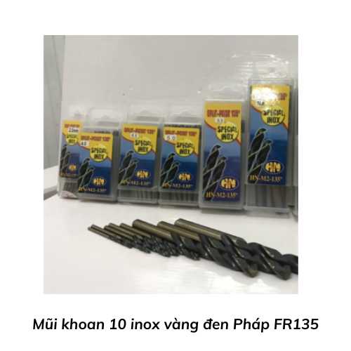 Mũi khoan 10 inox vàng đen Pháp FR135