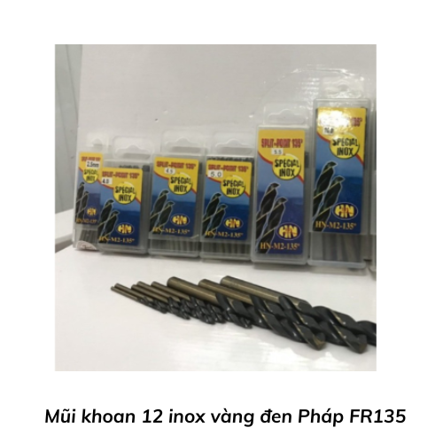 Mũi khoan 12 inox vàng đen Pháp FR135