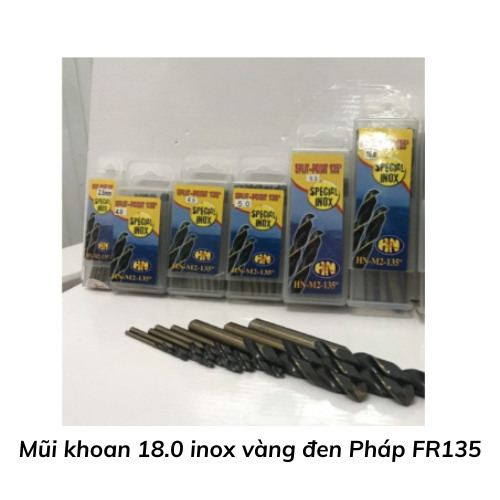 Mũi khoan 18.0 inox vàng đen Pháp FR135