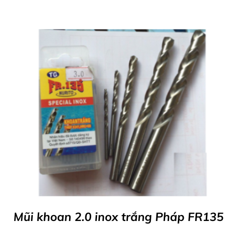 Mũi khoan 2.0 inox trắng Pháp FR135