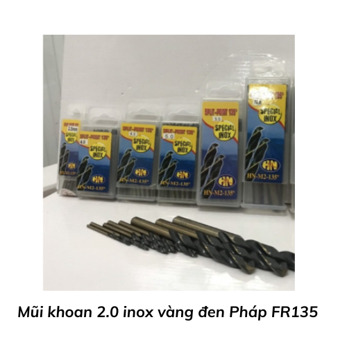 Mũi khoan 2.0 inox vàng đen Pháp FR135