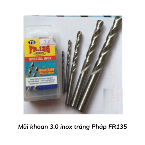 Mũi khoan 3.0 inox trắng Pháp FR135