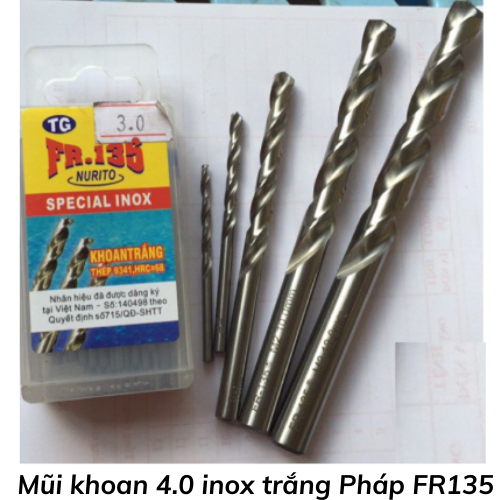 Mũi khoan 4.0 inox trắng Pháp FR135