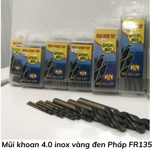 Mũi khoan 4.0 inox vàng đen Pháp FR135