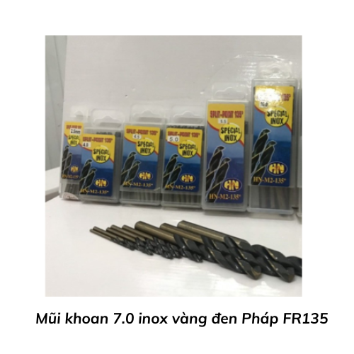 Mũi khoan 7.0 inox vàng đen Pháp FR135