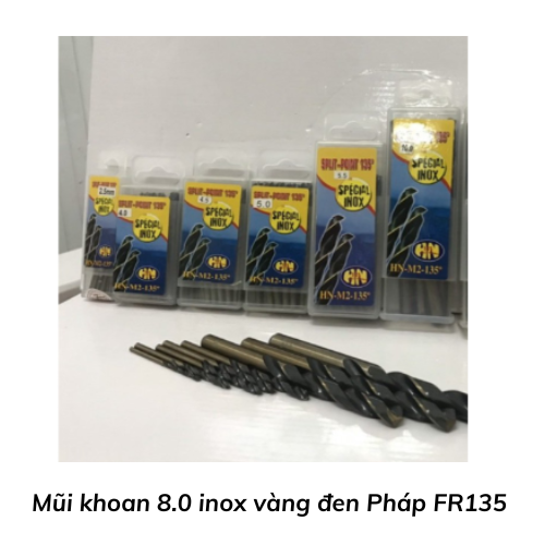 Mũi khoan 8.0 inox vàng đen Pháp FR135