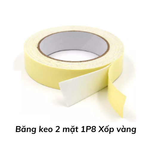 Băng keo 2 mặt 1P8 Xốp vàng