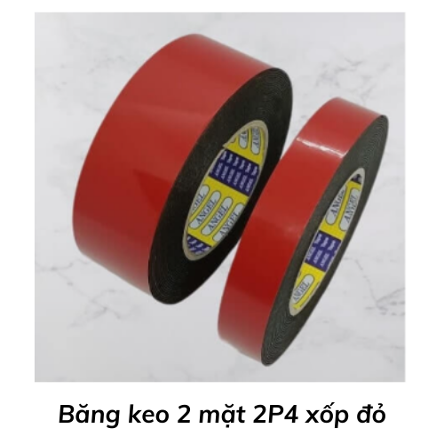 Băng keo 2 mặt 2P4 xốp đỏ 