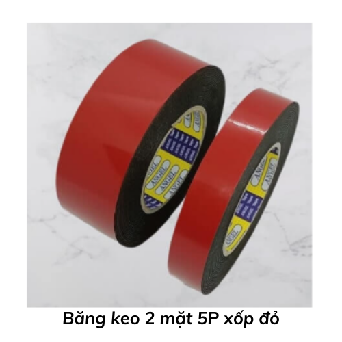 Băng keo 2 mặt 5P xốp đỏ 