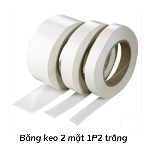 Băng keo 2 mặt 1P2 trắng 