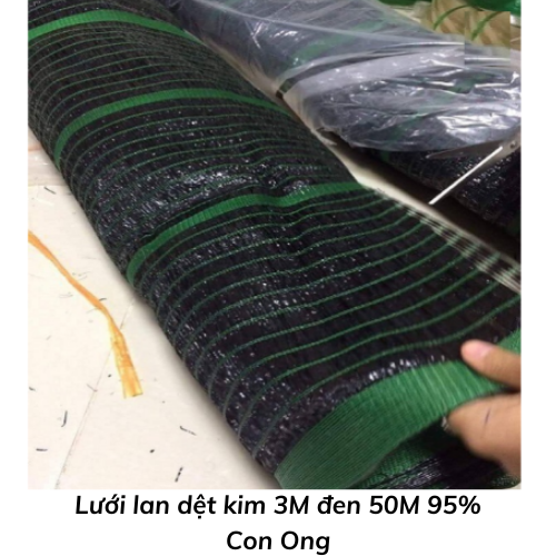 Lưới lan dệt kim 3M đen 50M 95% Con Ong