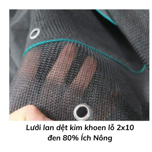 Lưới lan dệt kim khoen lỗ 2x10 đen 80% Ích Nông