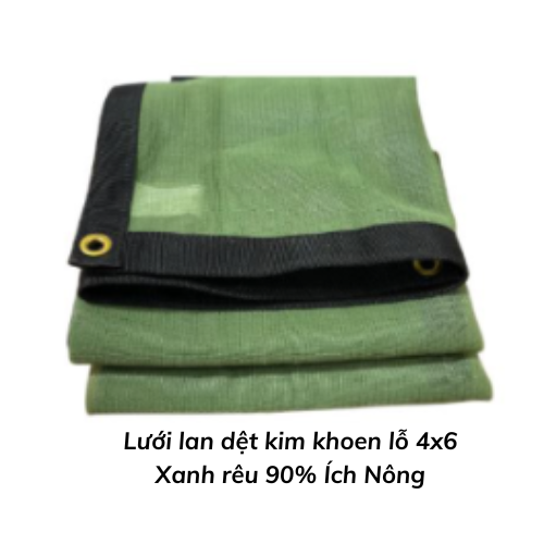 Lưới lan dệt kim khoen lỗ 4x6 Xanh rêu 90% Ích Nông