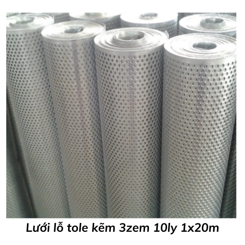 Lưới lỗ tole kẽm 3zem 10ly 1x20m