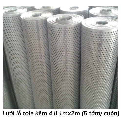 Lưới lỗ tole kẽm 4 li 1mx2m (5 tấm/ cuộn)