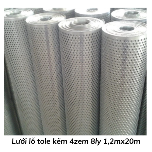 Lưới lỗ tole kẽm 4zem 8ly 1,2mx20m