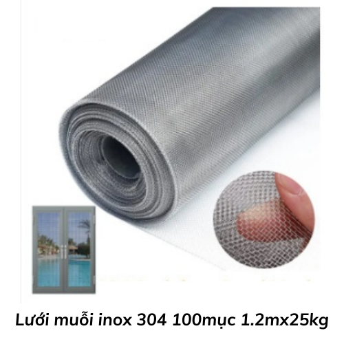 Lưới muỗi inox 304 100mục 1.2mx25kg