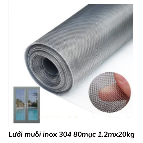 Lưới muỗi inox 304 80mục 1.2mx20kg