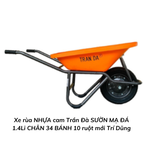 Xe rùa NHỰA cam Trần Đà SƯỜN MẠ ĐÁ 1.4Li CHÂN 34 BÁNH 10 ruột mới Trí Dũng