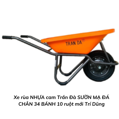 Xe rùa NHỰA cam Trần Đà SƯỜN MẠ ĐÁ CHÂN 34 BÁNH 10 ruột mới Trí Dũng