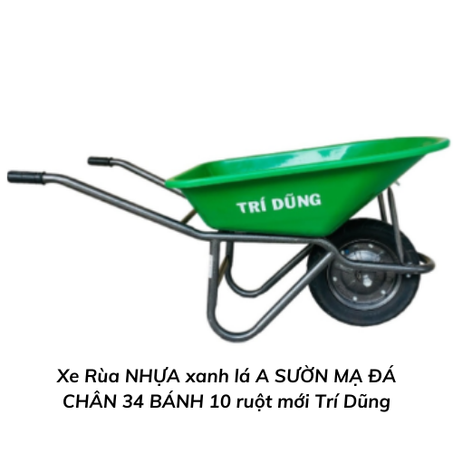 Xe Rùa NHỰA xanh lá A SƯỜN MẠ ĐÁ CHÂN 34 BÁNH 10 ruột mới Trí Dũng