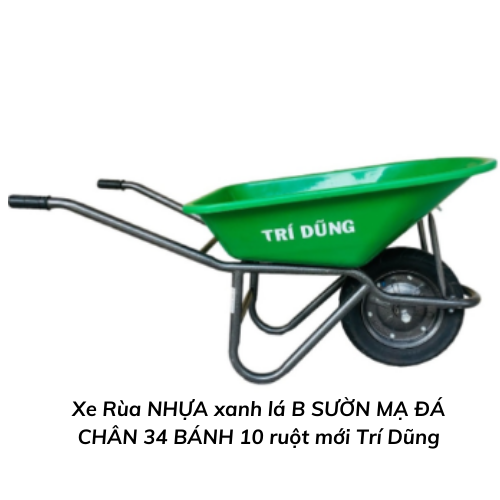 Xe Rùa NHỰA xanh lá B SƯỜN MẠ ĐÁ CHÂN 34 BÁNH 10 ruột mới Trí Dũng