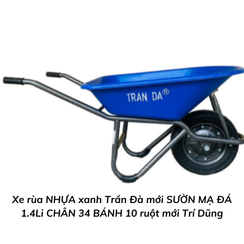 Xe rùa NHỰA xanh Trần Đà mới SƯỜN MẠ ĐÁ 1.4Li CHÂN 34 BÁNH 10 ruột mới Trí Dũng