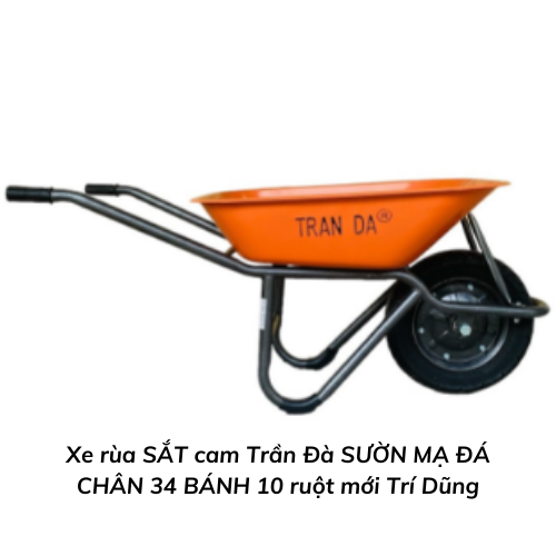 Xe rùa SẮT cam Trần Đà SƯỜN MẠ ĐÁ CHÂN 34 BÁNH 10 ruột mới Trí Dũng