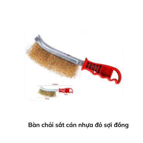 Bàn chải sắt cán nhựa đỏ sợi đồng