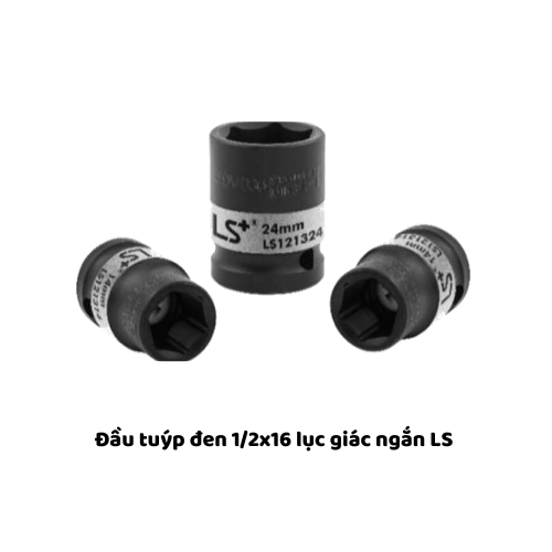 Đầu tuýp đen 1/2x16 lục giác ngắn LS