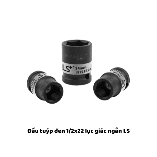 Đầu tuýp đen 1/2x22 lục giác ngắn LS