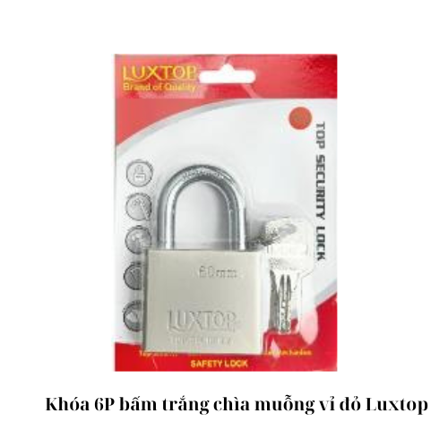 Khóa 6P bấm trắng chìa muỗng vỉ đỏ Luxtop