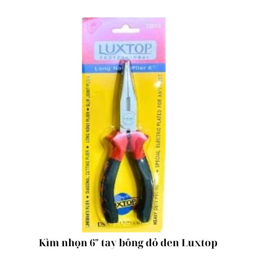 Kìm nhọn 6" tay bông đỏ đen Luxtop