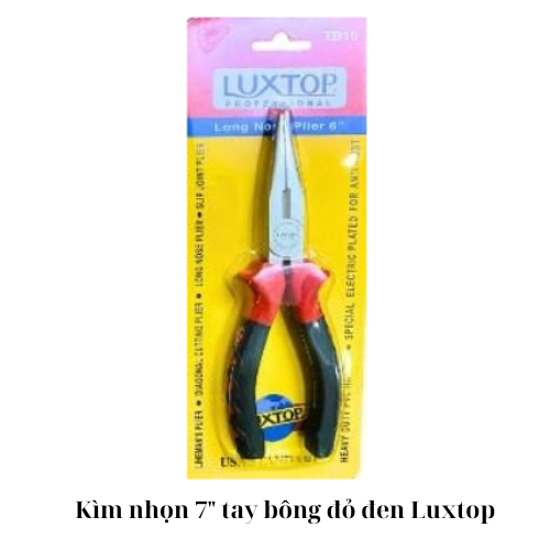 Kìm nhọn 7" tay bông đỏ đen Luxtop