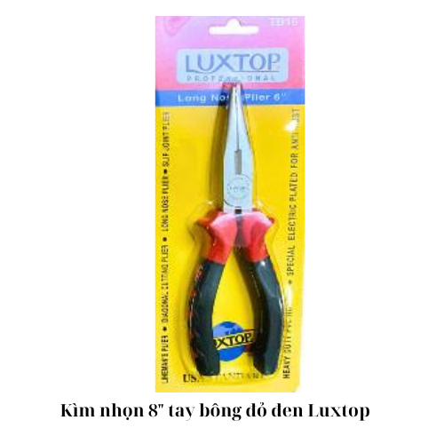 Kìm nhọn 8" tay bông đỏ đen Luxtop