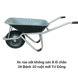 [TDXRSKS8LC34] Xe rùa sắt không sơn 8 lỗ chân 34  Bánh 10 ruột mới Trí Dũng