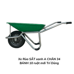 [TDXRXA8LC34] Xe Rùa SẮT xanh A CHÂN 34 BÁNH 10 ruột mới Trí Dũng