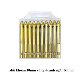 [MK10LV4CNRN] Mũi khoan 10mm vàng 4 cạnh ngắn Rhino