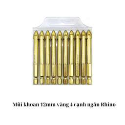 [MK12LV4CNRN] Mũi khoan 12mm vàng 4 cạnh ngắn Rhino