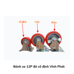 [VPBX12PDCD] Bánh xe 12P đỏ cố định Vĩnh Phát