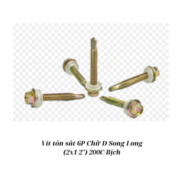 [SSVTS6D200] Vít tôn sắt 6P Chữ D Song Long (2x1/2") 200C/Bịch