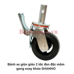 [HLBXGG2TXK] Bánh xe giàn giáo 2 tấc đen đặc mâm gang xoay khóa SHANHO