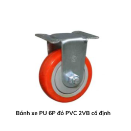 [BXPU6PD2VCD] Bánh xe PU 6P đỏ PVC 2VB cố định