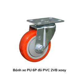 [BXPU6PD2VX] Bánh xe PU 6P đỏ PVC 2VB xoay