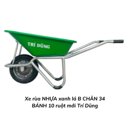 [TDXRNXLBC34B10] Xe rùa NHỰA xanh lá B CHÂN 34 BÁNH 10 ruột mới Trí Dũng