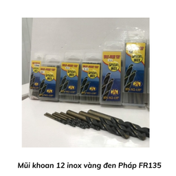 [MK12PFR135] Mũi khoan 12 inox vàng đen Pháp FR135