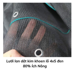 [LLDKKLD4580IN] Lưới lan dệt kim khoen lỗ 4x5 đen 80% Ích Nông