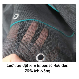 [LLDKKLD4670IN] Lưới lan dệt kim khoen lỗ 4x6 đen 70% Ích Nông